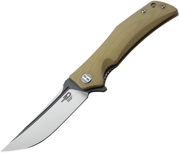 Bestech Knives Scimitar Tan G10 Beige Linerlock Folding Clip Blade Knife G05C2