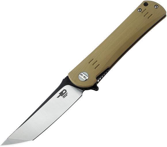 Bestech Knives Kendo Beige Tan G10 Linerlock Folding Tanto Blade Knife G06C2