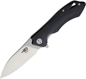Bestech Knives Beluga Black G10 D2 Steel Stonewash Drop Pt Folding Knife G11D2