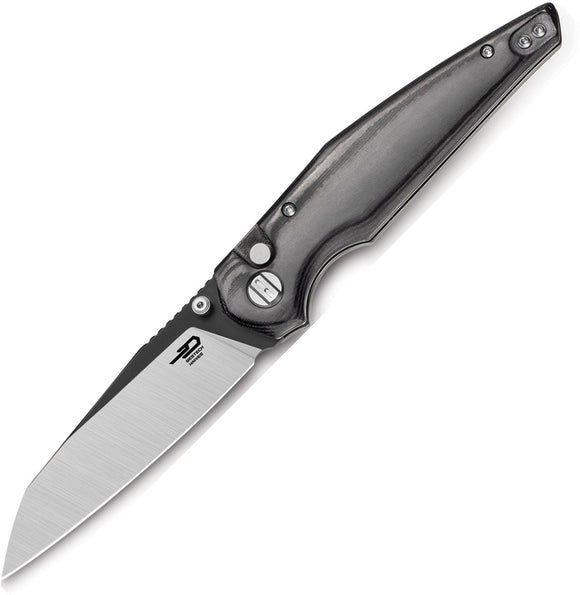 Bestech Knives Snakebird Button Lock Black Micarta Folding 14C28N Pocket Knife G58B