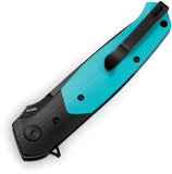 Bestech Knives Swordfish Button Lock Black & Tiffany Blue G10 Folding PVD 14C28N Pocket Knife KG62E