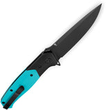 Bestech Knives Swordfish Button Lock Black & Tiffany Blue G10 Folding PVD 14C28N Pocket Knife KG62E