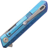 Bestechman Dundee Framelock Blue Crystallized Titanium Folding D2 Steel Pocket Knife MK01C1