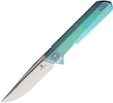 Bestechman Dundee Framelock Green Crystallized Titanium Folding D2 Steel Pocket Knife MK01C2