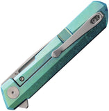 Bestechman Dundee Framelock Green Crystallized Titanium Folding D2 Steel Pocket Knife MK01C2