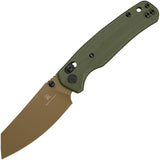 Bestechman Cicada's Wing Crossbar Lock OD Green G10 Folding Gold 10Cr15MoV Knife MK06C
