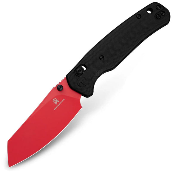 Bestechman Cicada's Wing Crossbar Lock Black G10 Folding Red 10Cr15MoV Pocket Knife MK06F