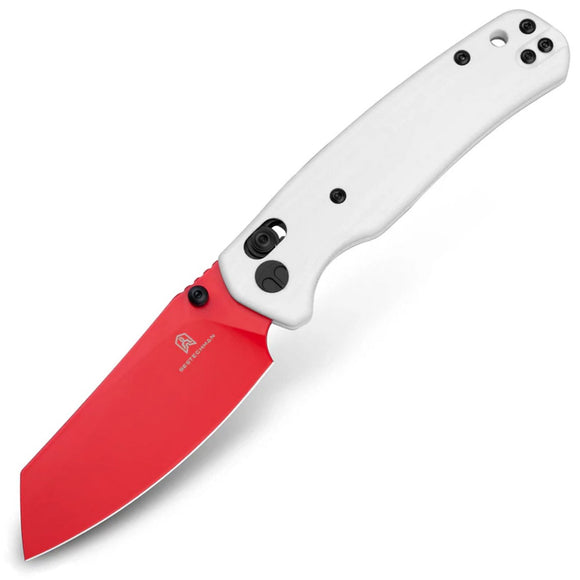 Bestechman Cicada's Wing Crossbar Lock White G10 Folding Red 10Cr15MoV Pocket Knife MK06G