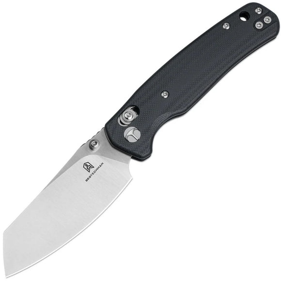 Bestechman Cicada's Wing Crossbar Lock Black G10 Folding 10Cr15CoMoV Pocket Knife MK06K