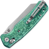 Bestechman Cicada's Wing Crossbar Lock Green Crystallized Titanium Folding MagnaCut Knife K06N