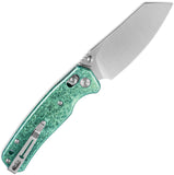 Bestechman Cicada's Wing Crossbar Lock Green Crystallized Titanium Folding MagnaCut Knife K06N