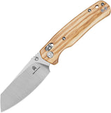 Bestechman Cicada's Wing Crossbar Lock Olive Wood Folding 10Cr15MoV Knife MK06W1