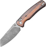 Bestechman Cicada's Wing Crossbar Lock Ironwood Folding Damascus Knife MK06W4