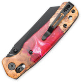 Bestechman Cicada's Wing Crossbar Lock Red Resin & Wood Folding 10Cr15MoV Knife MK06W5