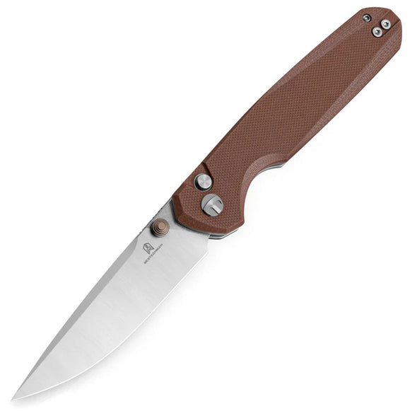 Bestechman Velix Button Lock Brown G10 Folding 14C28N Pocket Knife MK07B