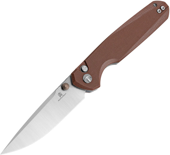 Bestechman Velix Button Lock Brown G10 Folding 14C28N Pocket Knife OPEN BOX