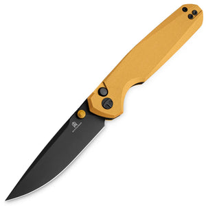 Bestechman Velix Button Lock Yellow G10 Folding Black 14C28N Pocket Knife MK07E