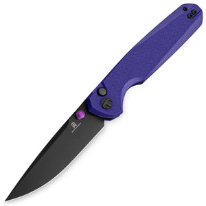 Bestechman Velix Button Lock Purple G10 Folding Black 14C28N Pocket Knife MK07F