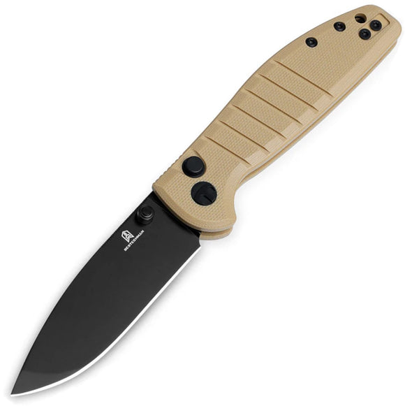 Bestechman Goodboy Jr. Button Lock Khaki G10 Folding D2 Steel Pocket Knife MK10F