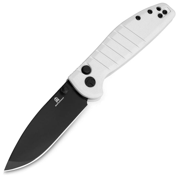 Bestechman Goodboy Jr. Button Lock White G10 Folding D2 Steel Pocket Knife MK10I