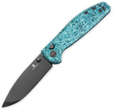 Bestechman Goodboy Jr. Button Lock Blue Crystallized Titanium Folding MagnaCut Knife MK10L