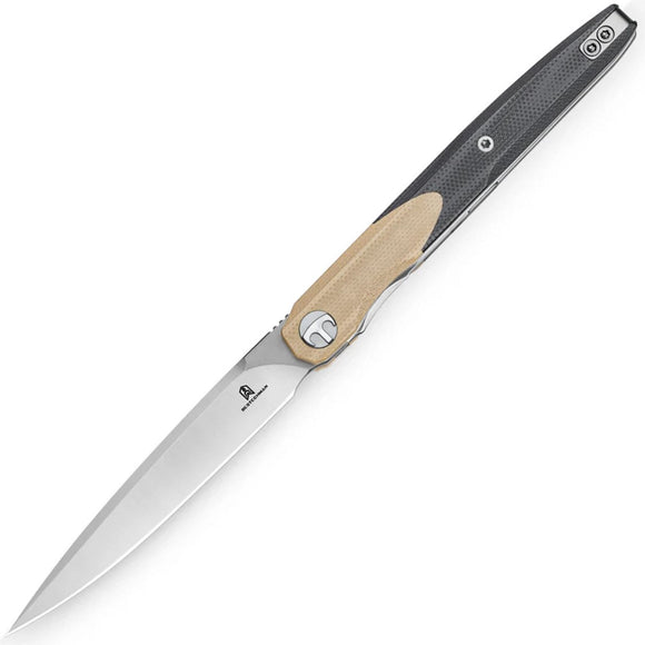 Bestechman Lanza Linerlock Black & Khaki G10 Folding 14C28N Pocket Knife MK14B
