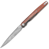 Bestechman Lanza Linerlock Rosewood Folding Damascus Pocket Knife MK14D3