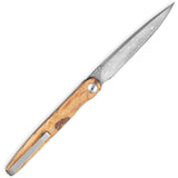 Bestechman Lanza Linerlock Olive Wood Folding Damascus Pocket Knife MK14D4