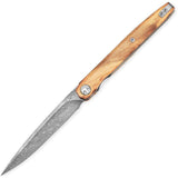 Bestechman Lanza Linerlock Olive Wood Folding Damascus Pocket Knife MK14D4