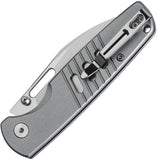 Bestechman Vector Button Lock Gray Aluminum Folding D2 Steel Pocket Knife MK15B