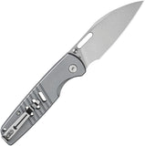 Bestechman Vector Button Lock Gray Aluminum Folding D2 Steel Pocket Knife MK15B