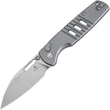 Bestechman Vector Button Lock Gray Aluminum Folding D2 Steel Pocket Knife MK15B