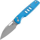 Bestechman Vector Button Lock Blue Aluminum Folding D2 Steel Pocket Knife MK15D