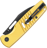 Bestechman Vector Button Lock Gold Aluminum Folding D2 Steel Pocket Knife MK15E