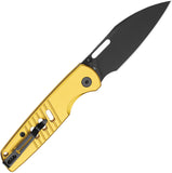 Bestechman Vector Button Lock Gold Aluminum Folding D2 Steel Pocket Knife MK15E