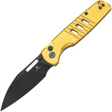 Bestechman Vector Button Lock Gold Aluminum Folding D2 Steel Pocket Knife MK15E