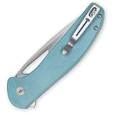 Bestechman Whalefin Button Lock Blue G10 Folding D2 Steel Drop Pt Pocket Knife KMK18B