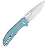 Bestechman Whalefin Button Lock Blue G10 Folding D2 Steel Drop Pt Pocket Knife KMK18B