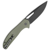 Bestechman Whalefin Button Lock OD Green G10 Folding D2 Steel Drop Pt Pocket Knife KMK18D
