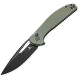 Bestechman Whalefin Button Lock OD Green G10 Folding D2 Steel Drop Pt Pocket Knife KMK18D