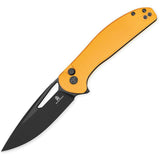 Bestechman Whalefin Button Lock Yellow G10 Folding D2 Steel Drop Pt Pocket Knife KMK18E