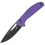 Bestechman Whalefin Button Lock Purple G10 Folding D2 Steel Drop Pt Pocket Knife KMK18F
