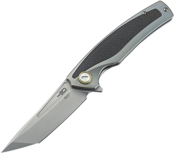 Bestech Gray Titanium Framelock Stainless Satin Folding Tanto Blade Knife T1706B