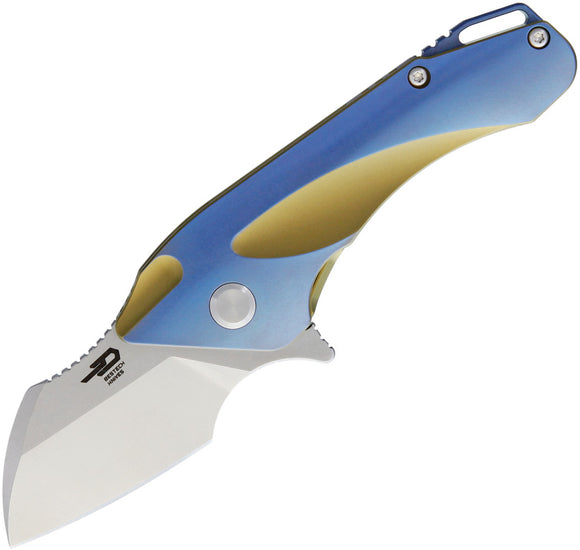 Bestech 1710 Blue Titanium Handle Stainless Folding Satin Blade Knife T1710B