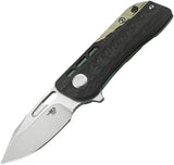 Bestech Engine Gold Green Titanium Carbon Fiber S35VN Folding Knife T1805C