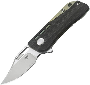 Bestech Knives Engine Bowie Green Gold Titanium CF S35VN Folding Knife T1806C