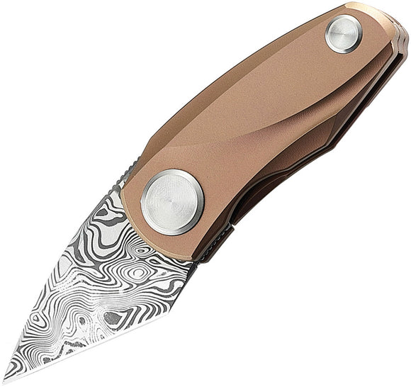 Bestech Knives Tulip Framelock Pink Titanium Folding Damasteel Pocket Knife 1913I