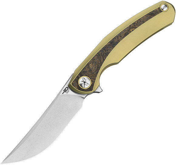 Bestech Knives Sambac Framelock Gold Titanium & Carbon Fiber Folding MagnaCut Knife KT2402A