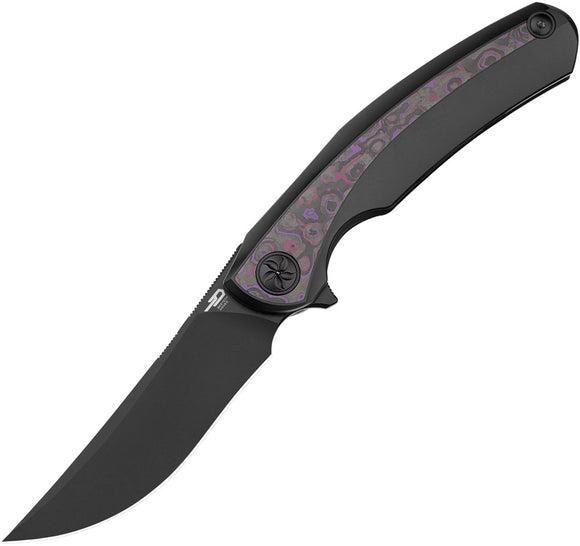 Bestech Knives Sambac Framelock Black Titanium & Purple Carbon Fiber Folding MagnaCut Knife KT2402B