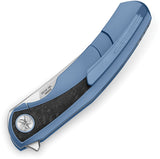 Bestech Knives Sambac Framelock Blue Titanium & Carbon Fiber Folding MagnaCut Knife KT2402D